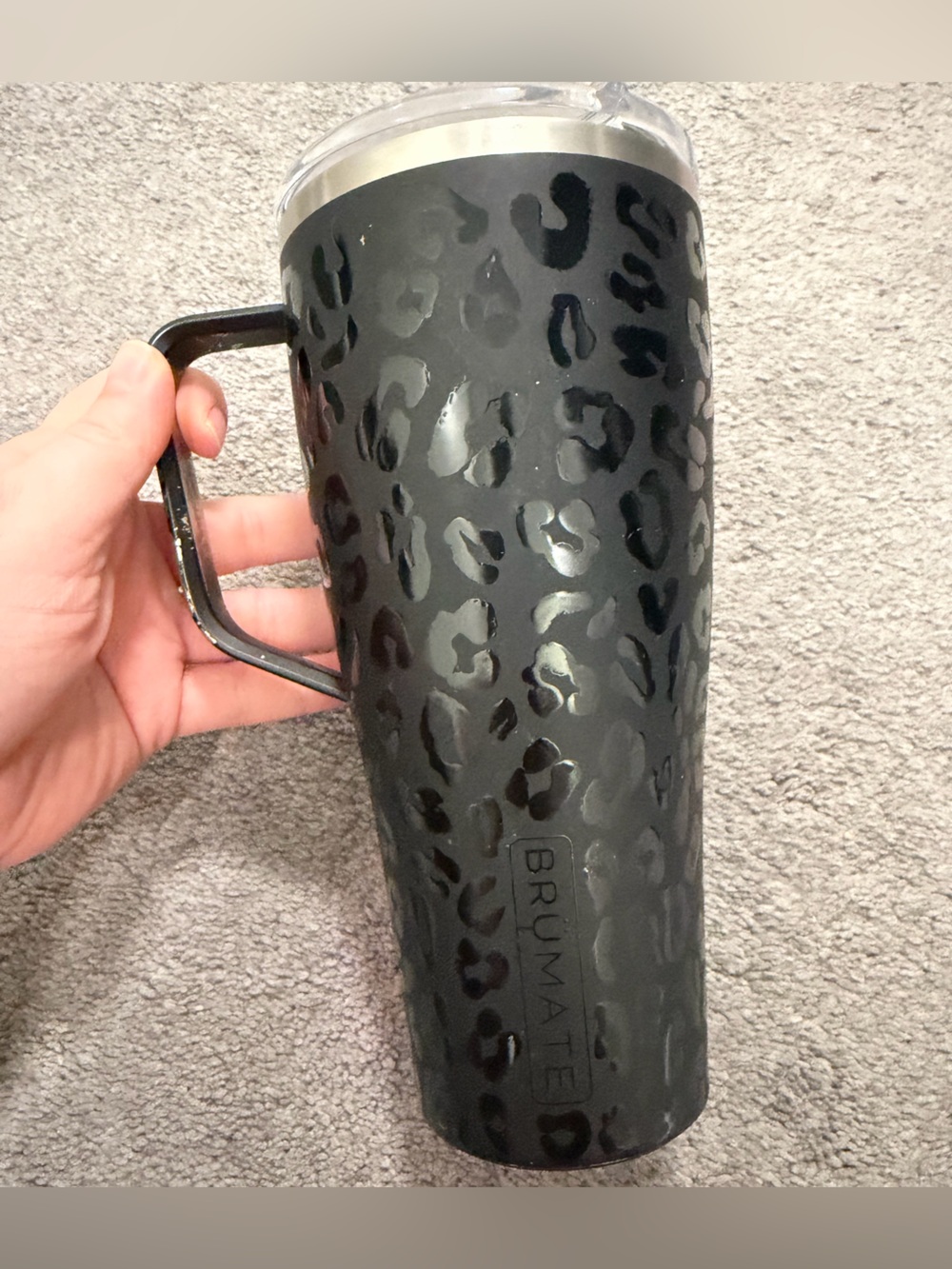 Brümate Black Leopard Travel Mug with Handle
